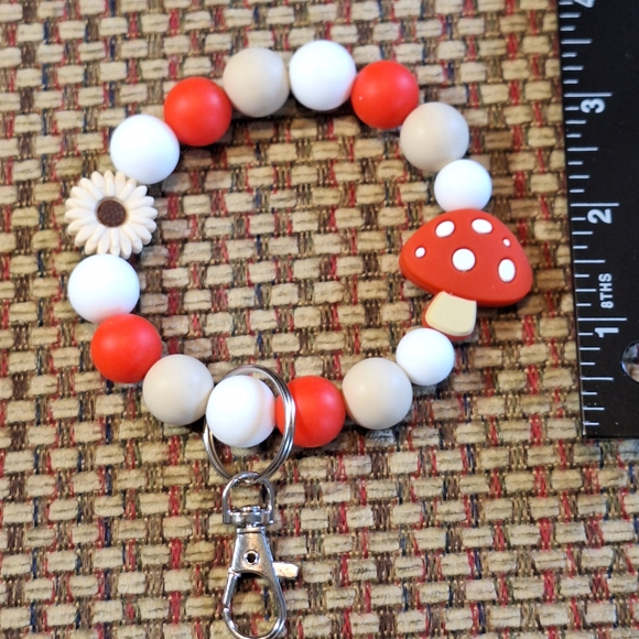 Handmade Accessories - Handcrafted Homemade Silicone Mushroom & Sunflower Keychain Bracelet Wristlet